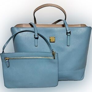 MCM Saffiano Leather Anya Tote and Pouch